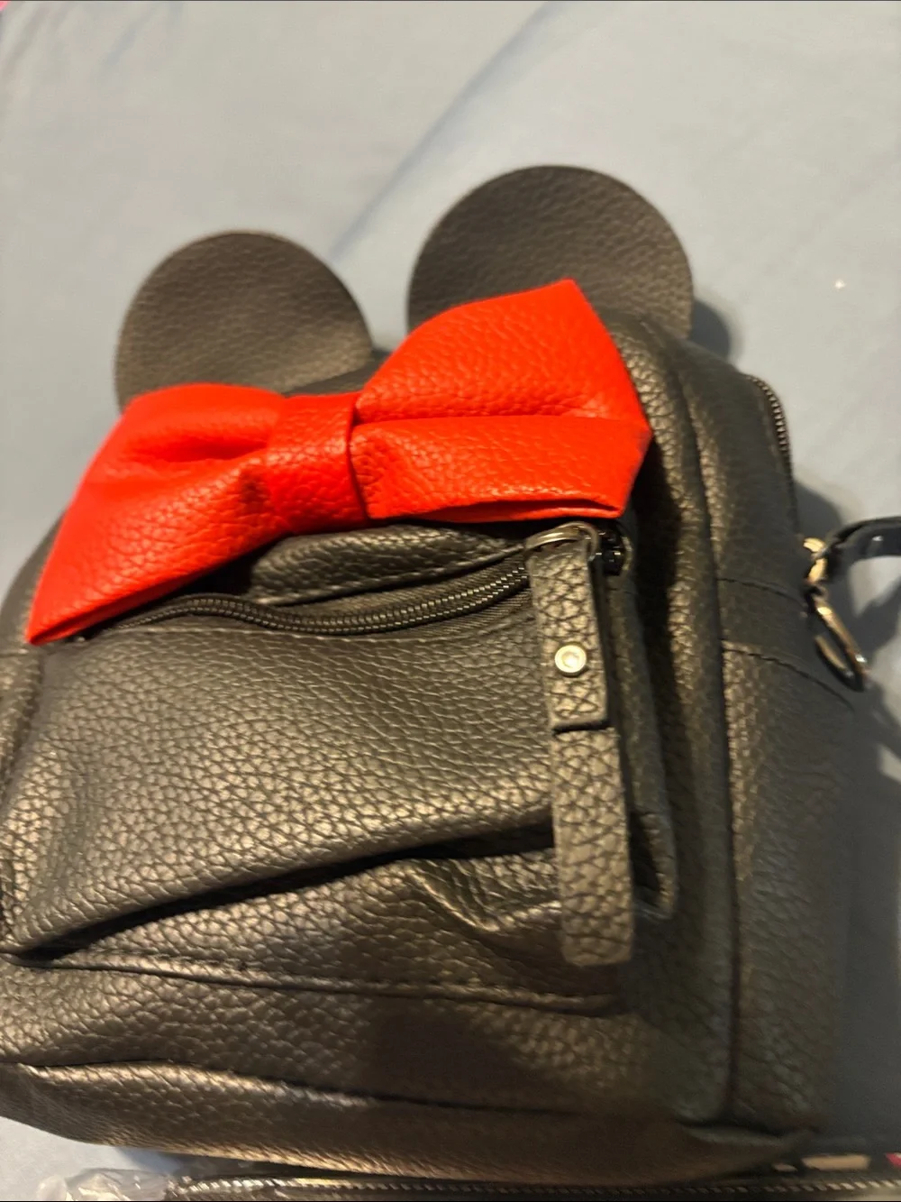 Black Mini Backpack nwot with Red Bow, purse charm and Mickey and Co  wallet nwt
